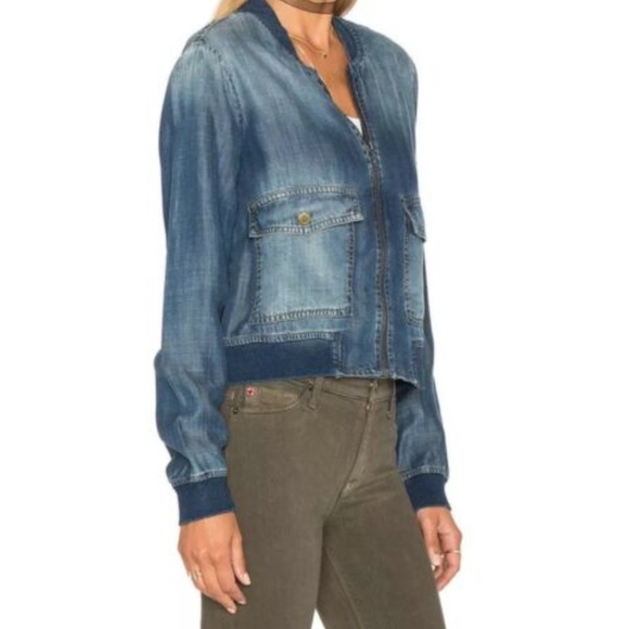 cloth & stone Jackets & Blazers - Cloth & Stone Washed Blue Long Sleeve Jacket L